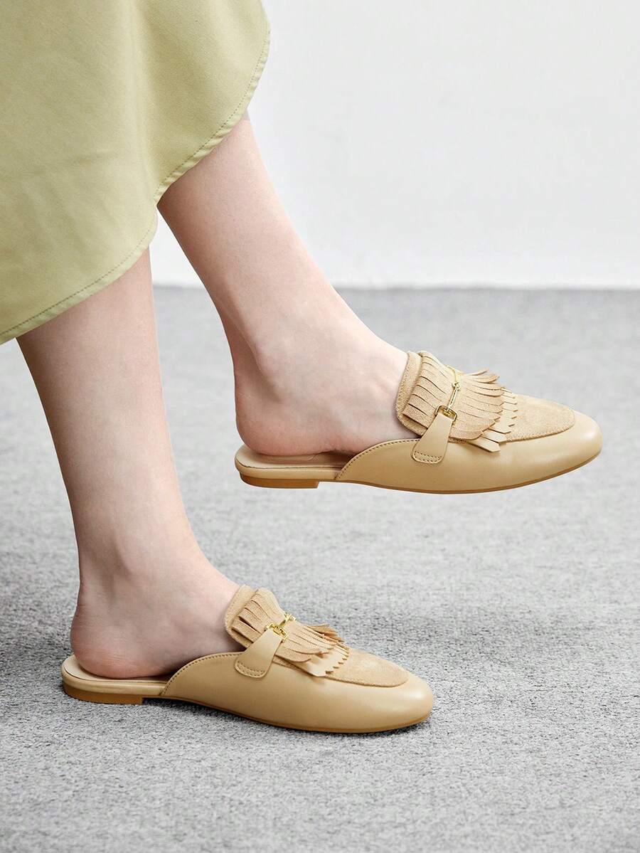 CUCCOO BIZCHIC 女士休闲套脚平底鞋，流苏设计，适合日常穿着 - 駝色 - 查看 1