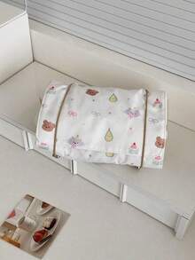 Joivida 1pc Cute Fabric Cosmetic Bag -Bib Bear Bundle Makeup Bag - Perfect For Travel & Daily Use, Hand Washable, Layered Makeup & Toiletry Organizer, Cute Cosmetic Bag, Holiday Gift Item, Playful Design - Beige - View 10