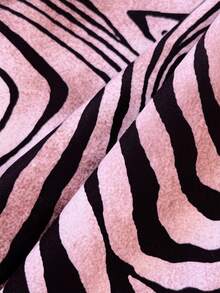 Elamini Đầm thời trang nữ cổ yếm xếp ly phối màu họa tiết da báo - Hồng - Xem 6