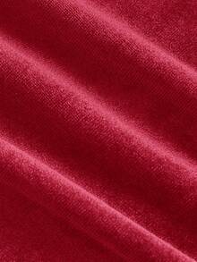 SHEIN MOD Rochie vintage elegantă pentru femei, cu umeri lungi - Fiery Red - Vizualizare 4