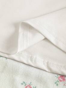 Sundraya Camiseta corta de mujer de cuello redondo y manga corta con estampado de letras y cerezas - Blanco - Ver 4