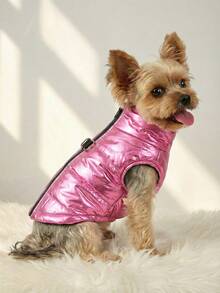 PETSIN Wear Splash Proof Vest And Give Your Beloved Pet A Warm 'little Padded Coat'. Keep The Cold At Bay And Keep Warm. Available In Multiple Colors - bright pink. - View 3