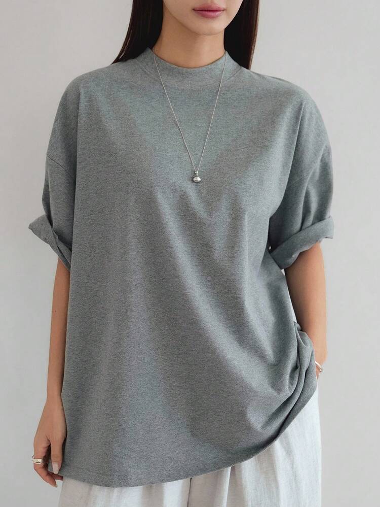 Loose Casual Solid Color Simple Short Sleeve T-Shirt For Women Oversized T-Shirt Business Casual Woman Work Clothes