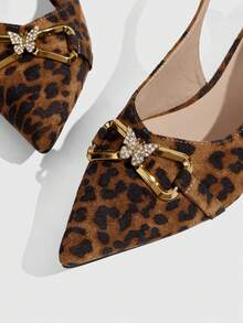 CUCCOO TILAWA Women's New Leopard Print Pointed Toe Stiletto Heel Mule Shoes - Multicolor - View 6