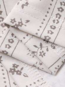 DAZY Ditsy Floral Ruffle Collar Loose Women Pajama Set - Beige - View 7