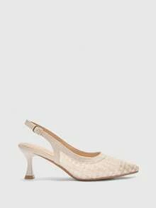 CUCCOO BIZCHIC Stylish And Elegant, Suitable For Daily Commuting, Pointed Short Heels, Hollow Shoes - Beige - View 2