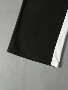 PAVTROS 男士字母印花长袖拉链连帽衫和运动裤休闲运动套装，情人节、春夏、送给男友的礼物、狂欢节、复古风、街头风、派对、圣帕特里克节、外出足球 - 黑與白 - 查看 6
