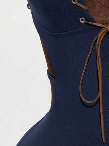 Mistrie Women's Navy Blue Tie-Up Sleeveless Dress - Navy Blue - View 4