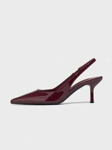Ellevyn Fall/Winter 2025 Women High Heel Pumps, Pointed Toe Stilettos, Fashion Thin Heel Shoes, Slingback Ankle Strap Sandals, Kitten Heels, Elegant - Burgundy - View 5