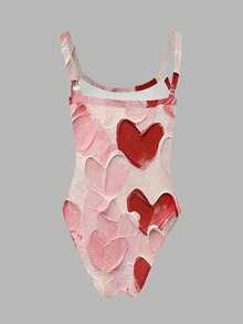 Rovax 大码女式爱心印花露背吊带连体衣 - 彩色 - 查看 2