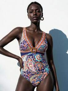 Florisole Sexy Printed One-Piece Swimsuit, Slimming & Elongating, Spring/Summer - Multicolor - View 2