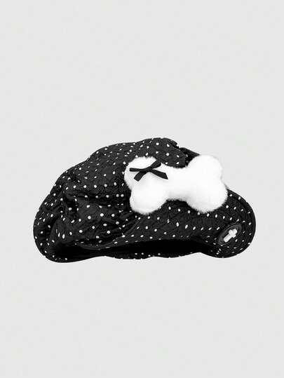 Grunge Punk 1pc Punk Style Circular Hollow Rivet Beret Hat, Y2K Round Pendant Newsboy Cap, Daily Personalized Fashion Item