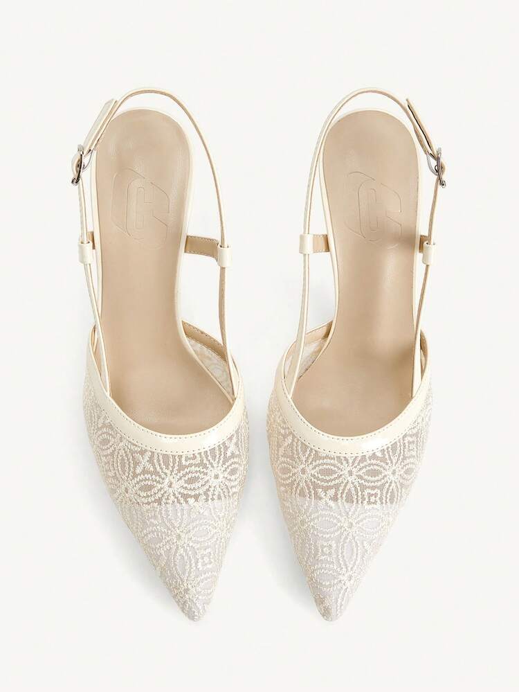 CUCCOO CHICEST Women Shoes Pointed Thin High Light Apricot Mesh Simple Back Lift Women's Slingback Shoes Wedding Party Banquet Simple Fashion Sexy Women's High Heel Shoes Women's Shoes Elegant Shoes Wedding Shoes Spring Shoes Bride Shoes