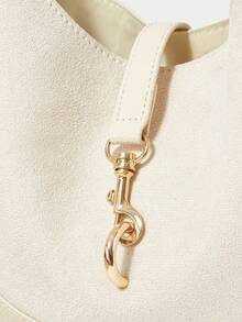 SHECARRY Ladies Vintage Semicircle Bag With Rivet Trim And Exquisite Hardware - Beige - View 5