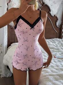 CottageSlumber Women's Sleeveless Jumpsuit With V-Back And Bow Decor, Comfortable And Elegant - Dusty Pink - View 6