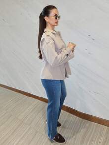 MDEdit Women's Casual Single-Breasted Cinched Waist Trench Coat, Autumn,Cozy Fall And Winter Clothes For Women - Khaki - View 6