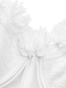 SHEIN White Strapless Lace Corset Top With Flower Details Vintage Style Regular Length For Women - White - View 5