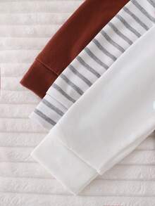 Newborn Simple Fashion Long Sleeve Jumpsuit Loungewear Set - Multicolor - View 5