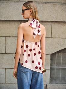 Lumivelle 女士夏季露背系带不对称波点印花吊带衫 - 彩色 - 查看 2