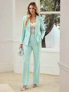 MOTF PREMIUM PANTALONES DE CAMPANA MINIMALISTAS PARA CITA NOCTURNA DE MUJER, PRIMAVERA/VERANO - verde menta - Ver 7