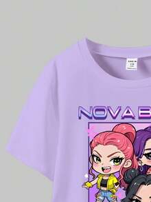 2件套KPOP印花上衣，少女圆领卫衣和打底裤套装，时尚休闲，适合秋冬季节 - 彩色 - 查看 4