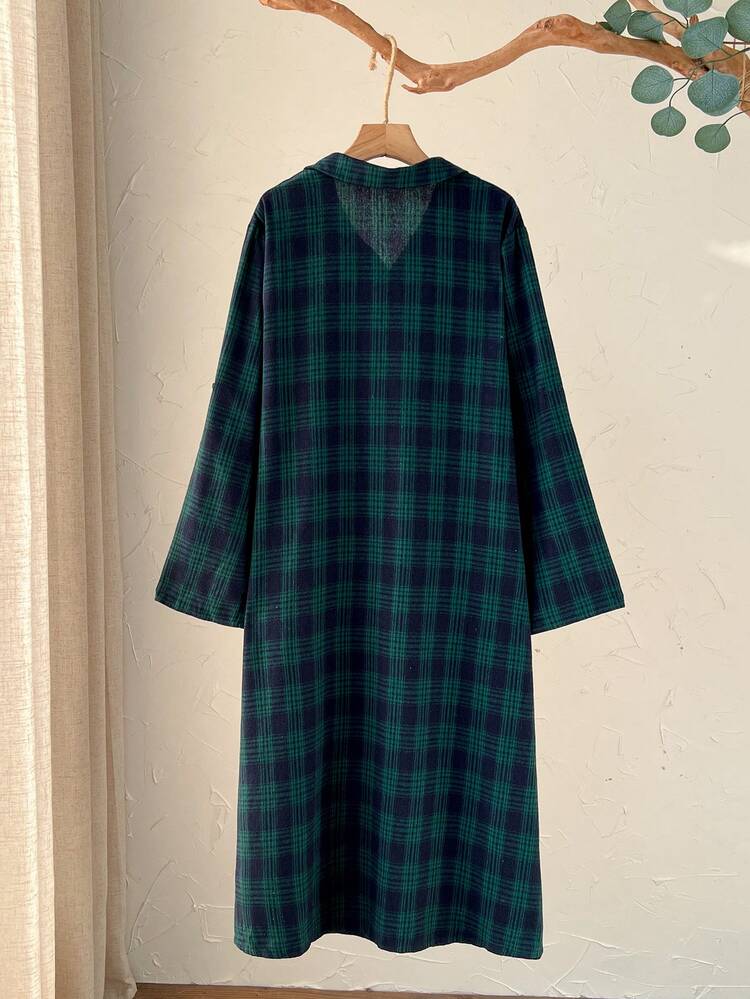 Plus Size Vintage Plaid Button Front Casual Dress, Autumn/Summer/Spring/Vacation Country Style For Women Summer Holiday Outfits Spring Break Outfits  Plaid Skirt  Casual Dresses For Woman Cottagecore Clothes Plaid Dress Women