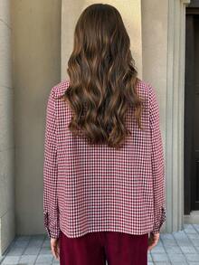 Solivie Women's Elegant Plaid Shirt With Bowknot, Suitable For Commuting, Outing, Party, New Year, Valentine's Day Spring Outfit Women Going Out Top Plaid Top Red Top Gingham Top - Red - View 2