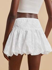 Travachic Women's Floral Embroidery Romantic Flared Midi Skirt, Vacation - White - View 2