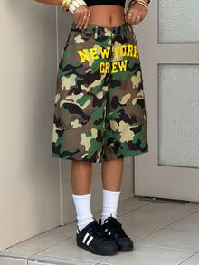 SHEIN HypeZone Women's Fashion Loose Camouflage Print Shorts - Multicolor - View 7