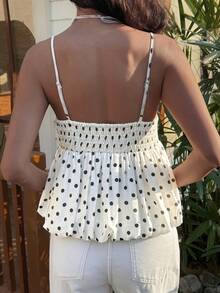 DAZY Women's Polka Dot Camisole Tank Top, Suitable For Summer Vacation Y2k - Black and White - View 2