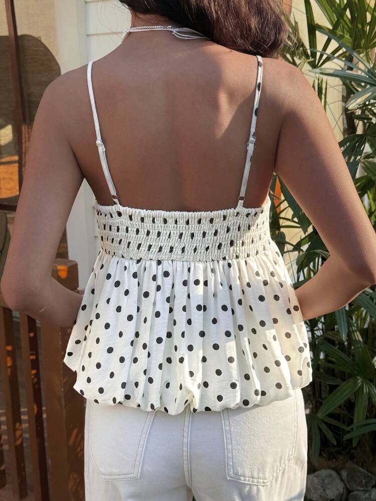 Women's Polka Dot Camisole Tank Top, Suitable For Summer Vacation Y2k