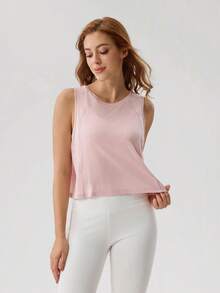 OutZeal Áo tank top thể thao nữ, áo tập luyện bằng len Tencel, thiết kế hở lưng, áo năng động. - Hồng - Xem 8