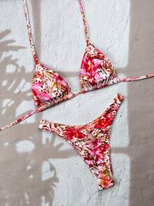 Swim Vcay Women's New Leopard Print Halter Neck High Cut Sexy Bikini Bottom, Separates Swimsuit - Multicolor - View 2