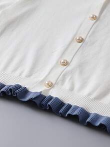 Franclia Women's Contrast Color Polo Collar Short Sleeve Knit Top - White - View 3