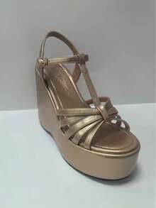 Sugerpunk Women's Thick Sole Sandals, Open Toe Platform Wedge Heels, Fashion Shoes Valentine's Day - Gold - View 6