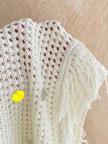 Soleia Women's Solid Color Sequin Design Hollow Out Halter Knit Dress, Vacation - White - View 8