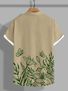 VIVINTIMO Men's Vacation Style Floral, Butterfly & Plant Print Shirt - Multicolor - View 2