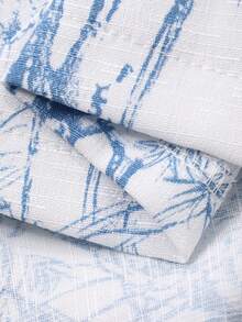 FRIFUL 女士印花蓝色褶皱喇叭袖宽松休闲连衣裙，婚礼宾客礼服，女士吊带裙 - 藍色 - 查看 7