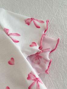 Loomiva 4pcs Newborn Baby Girl Butterfly Pattern Knit Soft Crew Neck Long Sleeve Top And Elastic Waist Pants Set - Multicolor - View 7