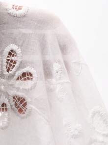 DAZY French Intricate Lace Embroidery V-Neck A-Line Dress With Flared Skirt - White - View 7