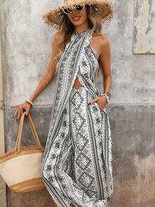 Brillora 女士优雅浪漫舒适简约印花条纹两件套，黑色两件套和白色两件套，春夏款 - 黑與白 - 查看 8