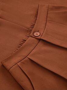 Franclia Women's Casual Commuter Short Sleeve Shirt And Pants 2 Pieces Set - Apricot - View 5