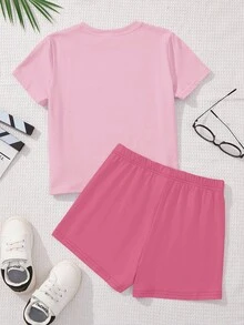 2pcs Cute Capybara Print & Cherry Bow Decor Tween Girls Casual Minimalist Short Sleeve Shorts Set, Suitable For Summer, Cute Summer Outfits For Outing, Summer Tween Girl Items, Beach Mode On, Summer Outing Items - Multicolor - View 3