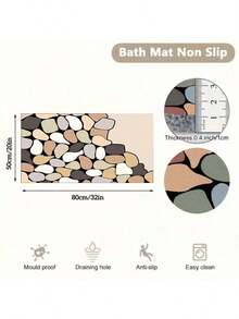 1 pieza Alfombra de ducha de lujo de PVC con agujeros de drenaje - Antideslizante, suave y cómoda, secado rápido, con masaje de esponja, respaldo antideslizante, forma rectangular para decoración del baño y otoño en el hogar - Multicolor - Ver 4