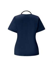 TaskEZ Scrubs Set: V-Neck Short Sleeve Top & Pants Scrub Uniform For Healthcare Workers - Deep Blue - View 6