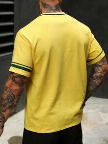 HIMLAND Men's Casual Commuter Streetwear Graphic Print T-Shirt World Cup Jersey Brasil Shirt Yellow And Green Jersey Brazilian Shirt Number 10 Shirt - Yellow - View 3