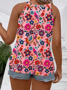 EMERY ROSE Women's New Floral Print Camisole And Tank Top, Round Neck Sleeveless, Hot Selling Plus Size, Spring/Summer - Multicolor - View 2