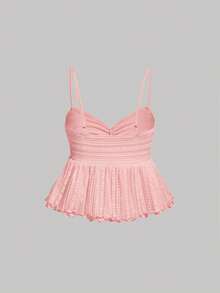 SHEIN MOD 女士奶油色蕾丝吊带背心，夏季，下午茶派对，情人节，夏季女装 - 粉色 - 查看 2