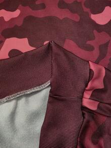 INAWLY 迷彩印花复古百搭红色女式圆领抓绒卫衣 - 彩色 - 查看 4