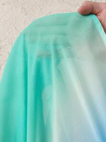 BamGleam 女士立领扎染拼接设计时尚百搭日常灯笼袖衬衫 - 藍色 - 查看 7